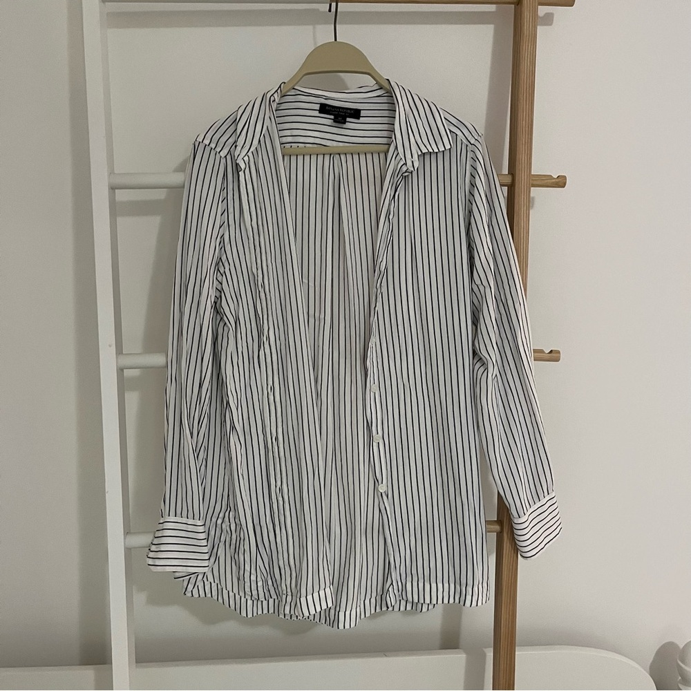 Banana Republic Parker tunic fit striped long sleeve button down size Medium
